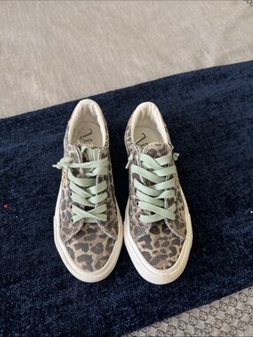 Very G Leopard Print Sneakers with Mint Green Laces
